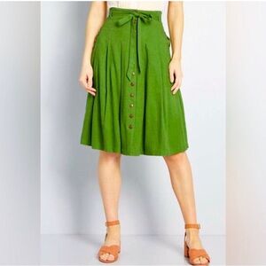 ModCloth Olive Green Midi pleated skirt